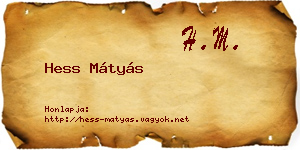 Hess Mátyás névjegykártya